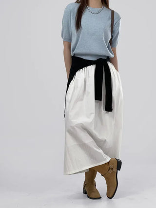 Or Rayon Flare Long Skirt