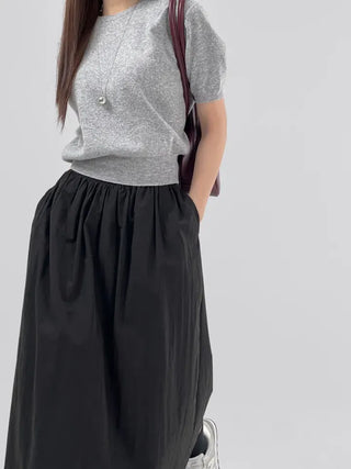 Or Rayon Flare Long Skirt