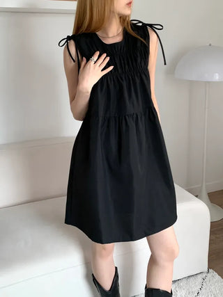 Mati Shirred Ribbon Summer Dress Resort Look