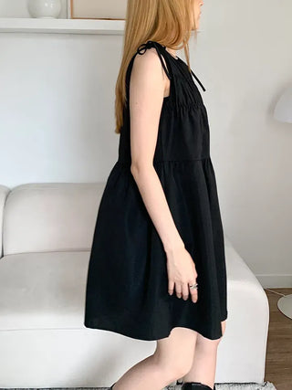 Mati Shirred Ribbon Summer Dress Resort Look