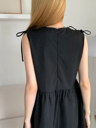 Mati Shirred Ribbon Summer Dress Resort Look
