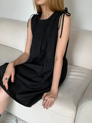 Mati Shirred Ribbon Summer Dress Resort Look