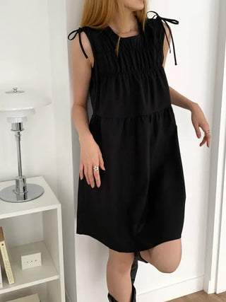 Mati Shirred Ribbon Summer Dress Resort Look