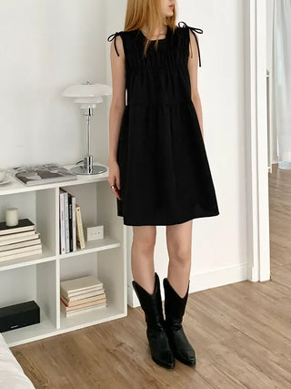 Mati Shirred Ribbon Summer Dress Resort Look