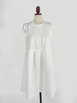 Mati Shirred Ribbon Summer Dress Resort Look