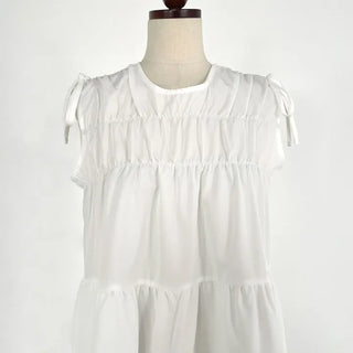 Mati Shirred Ribbon Summer Dress Resort Look