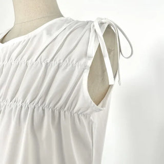 Mati Shirred Ribbon Summer Dress Resort Look