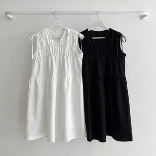 Mati Shirred Ribbon Summer Dress Resort Look