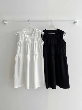 Mati Shirred Ribbon Summer Dress Resort Look