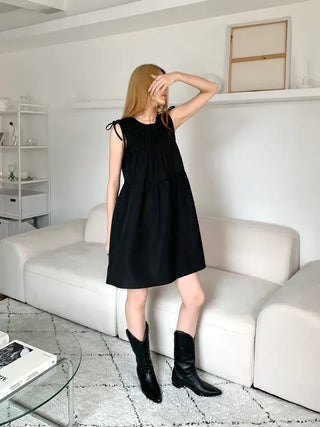 Mati Shirred Ribbon Summer Dress Resort Look