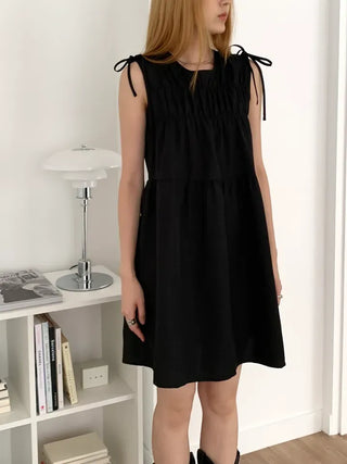 Mati Shirred Ribbon Summer Dress Resort Look