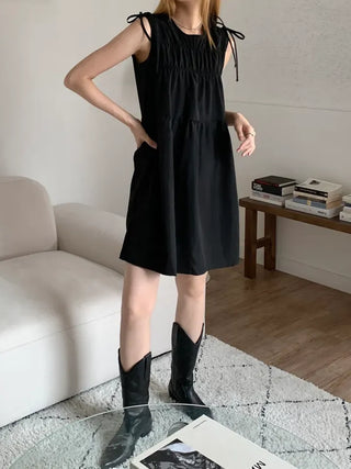 Mati Shirred Ribbon Summer Dress Resort Look