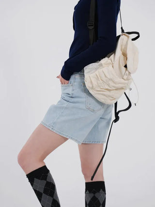 Leaf Simple Part Denim Shorts