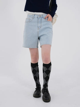 Leaf Simple Part Denim Shorts