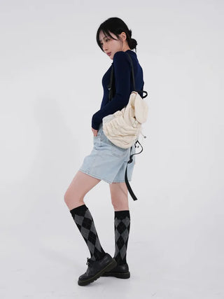 Leaf Simple Part Denim Shorts