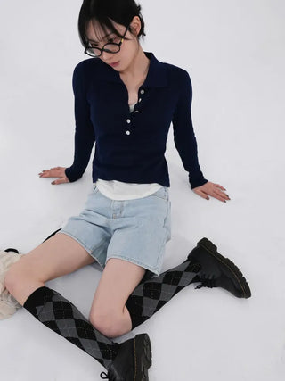 Leaf Simple Part Denim Shorts