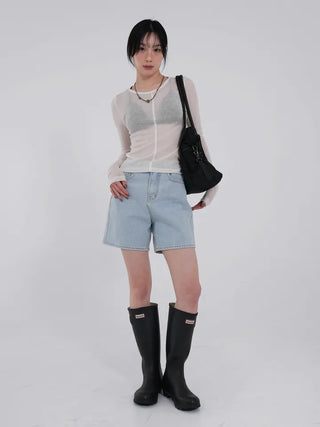 Leaf Simple Part Denim Shorts
