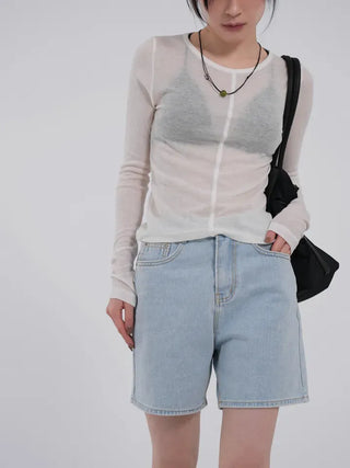 Leaf Simple Part Denim Shorts