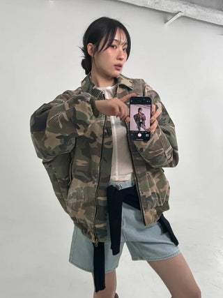 Leaf Simple Part Denim Shorts