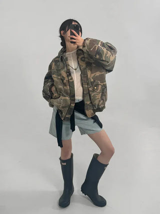 Leaf Simple Part Denim Shorts