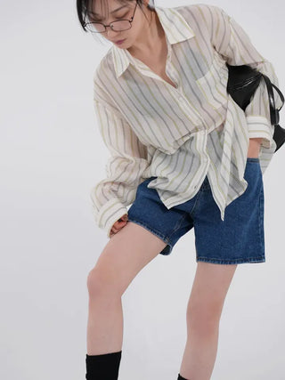 Leaf Simple Part Denim Shorts