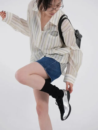 Leaf Simple Part Denim Shorts