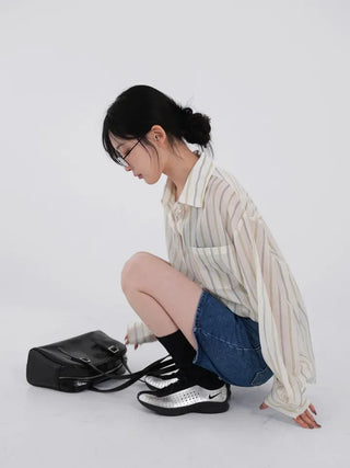 Leaf Simple Part Denim Shorts