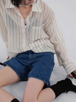Leaf Simple Part Denim Shorts