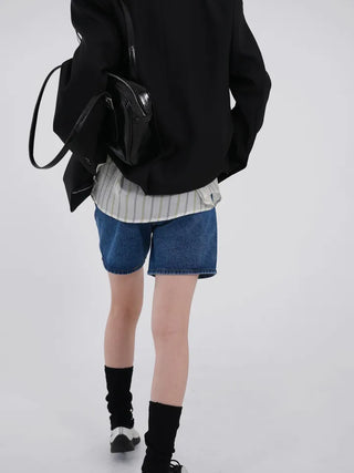 Leaf Simple Part Denim Shorts