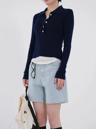 Leaf Simple Part Denim Shorts