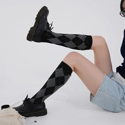 Ushi Argyle High Knee Socks