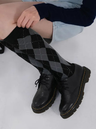 Ushi Argyle High Knee Socks