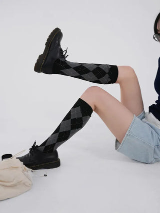 Ushi Argyle High Knee Socks