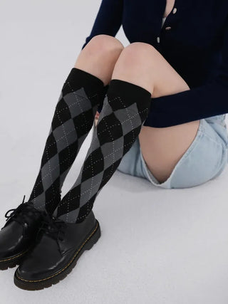 Ushi Argyle High Knee Socks