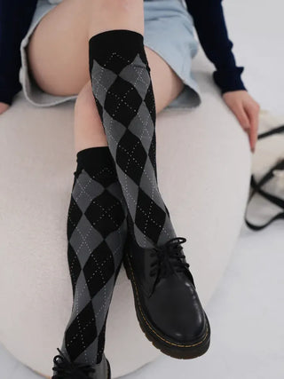 Ushi Argyle High Knee Socks