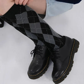 Ushi Argyle High Knee Socks