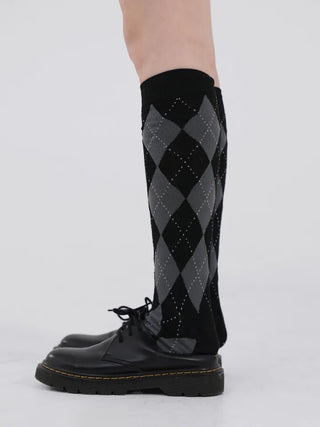 Ushi Argyle High Knee Socks