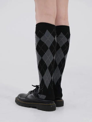 Ushi Argyle High Knee Socks
