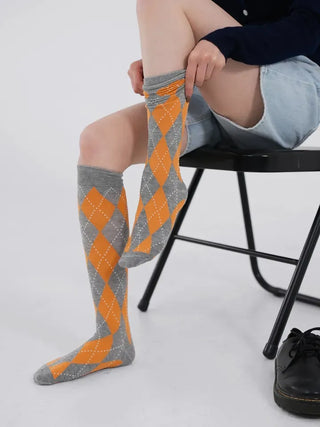 Ushi Argyle High Knee Socks