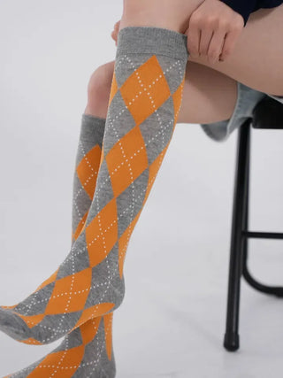 Ushi Argyle High Knee Socks