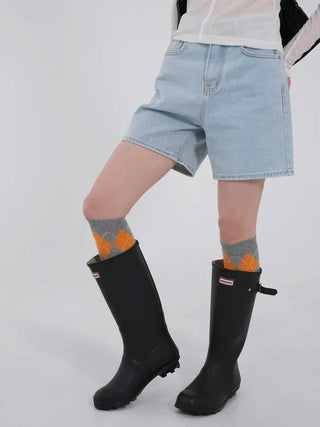 Ushi Argyle High Knee Socks