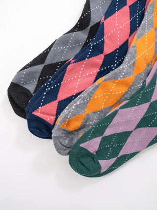 Ushi Argyle High Knee Socks