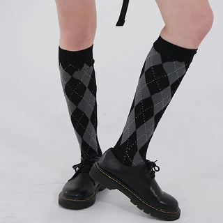 Ushi Argyle High Knee Socks