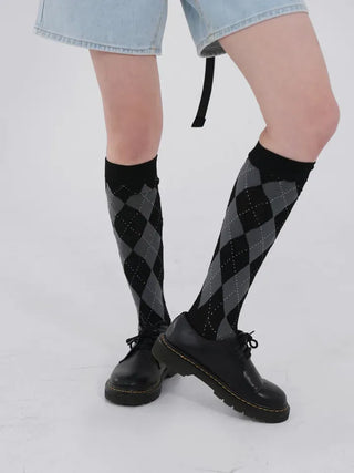 Ushi Argyle High Knee Socks