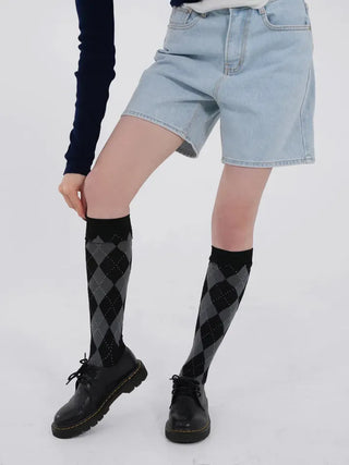 Ushi Argyle High Knee Socks