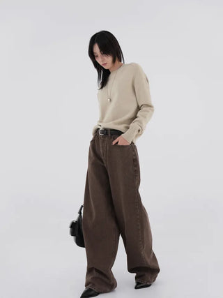 Karr Old Brown Wide Denim Pants