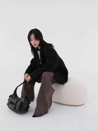 Karr Old Brown Wide Denim Pants