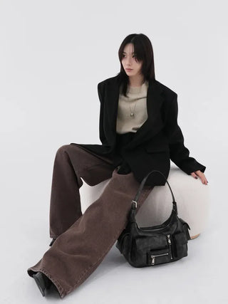 Karr Old Brown Wide Denim Pants