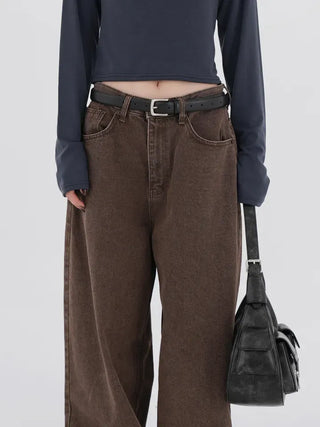 Karr Old Brown Wide Denim Pants