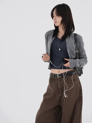 Karr Old Brown Wide Denim Pants